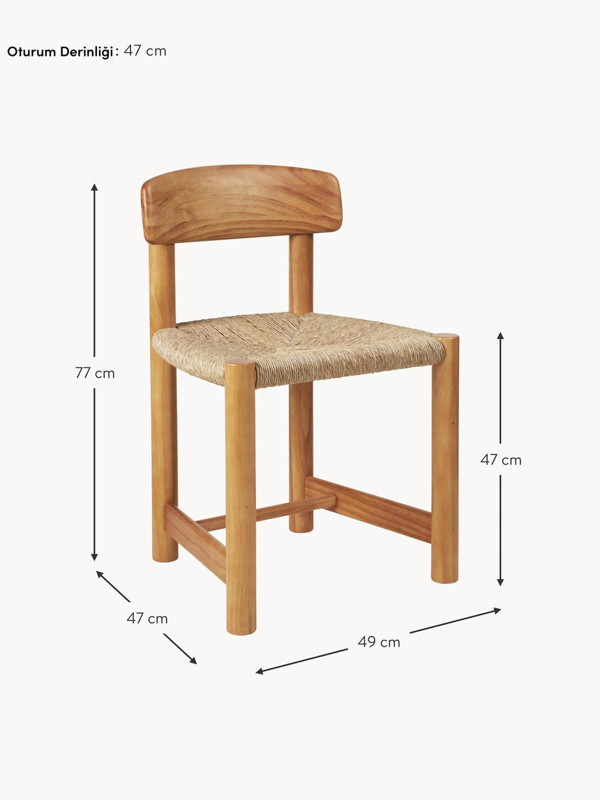 Miller Hasır İşlemeli Ahşap Sandalye Natürel
