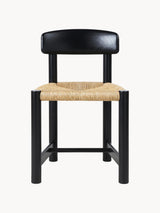 Miller Hasır İşlemeli Ahşap Sandalye Siyah