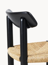 Miller Hasır İşlemeli Ahşap Sandalye Siyah