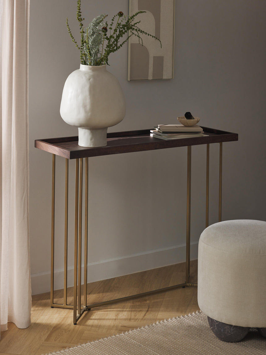 Minsk Ahşap Tablalı Metal Ayaklı Dresuar Ceviz