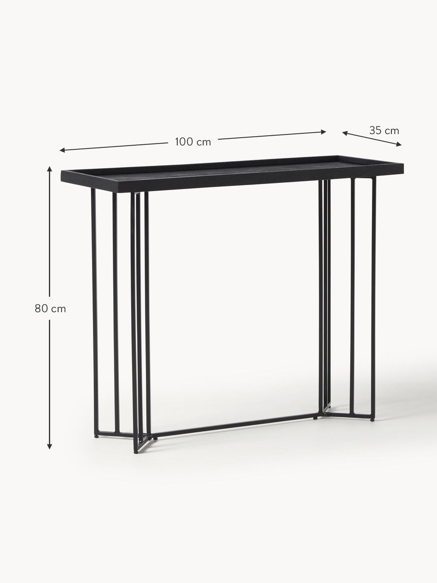 Minsk Ahşap Tablalı Metal Ayaklı Dresuar Siyah