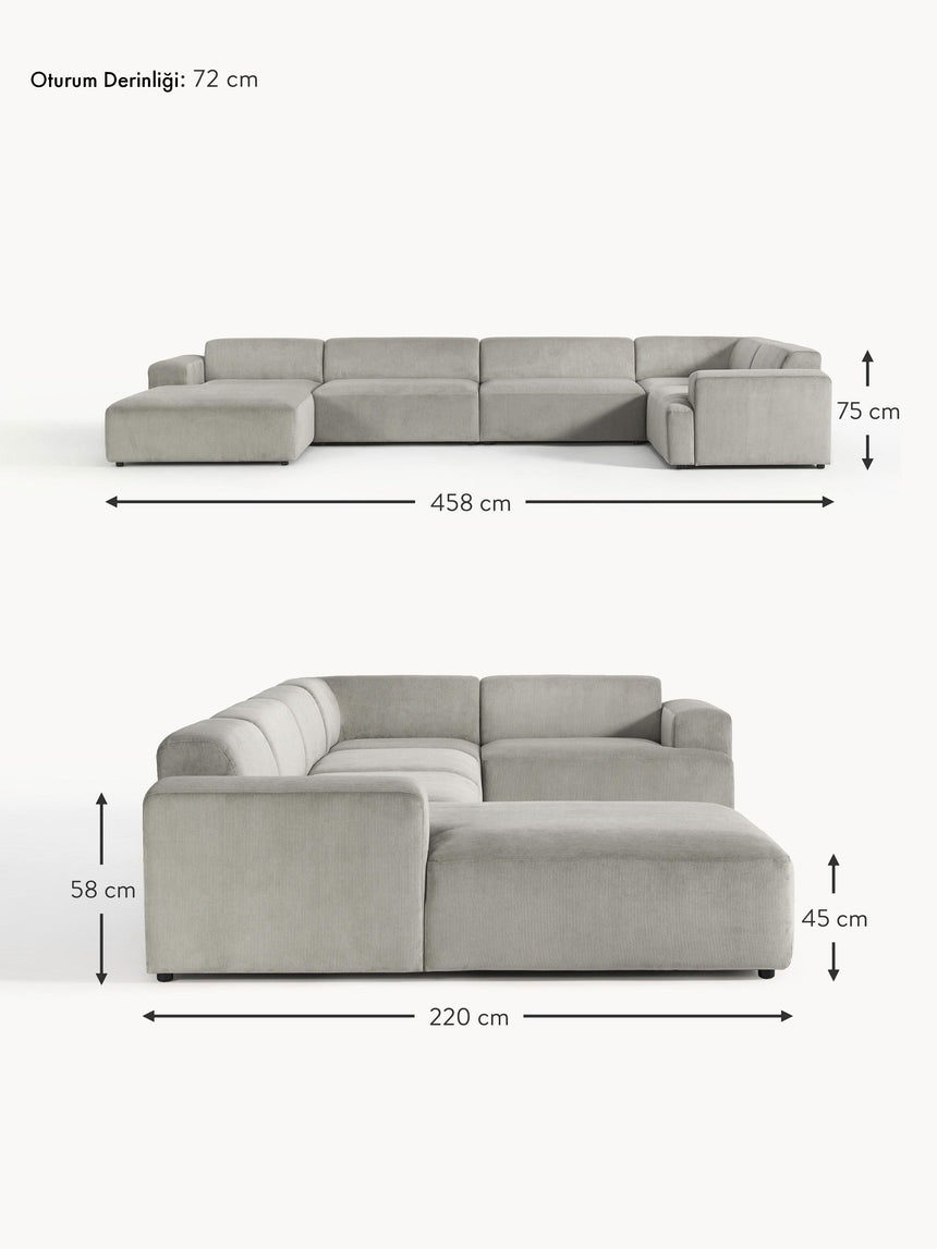 Mira Big Köşe Koltuk Gri Fitilli