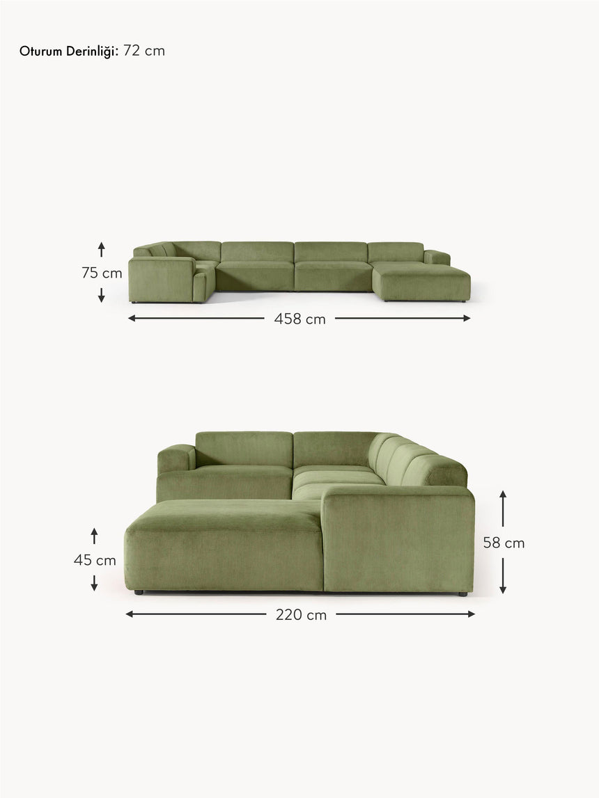 Mira Big Köşe Koltuk Yeşil Fitilli