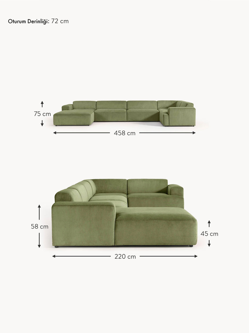 Mira Big Köşe Koltuk Yeşil Fitilli