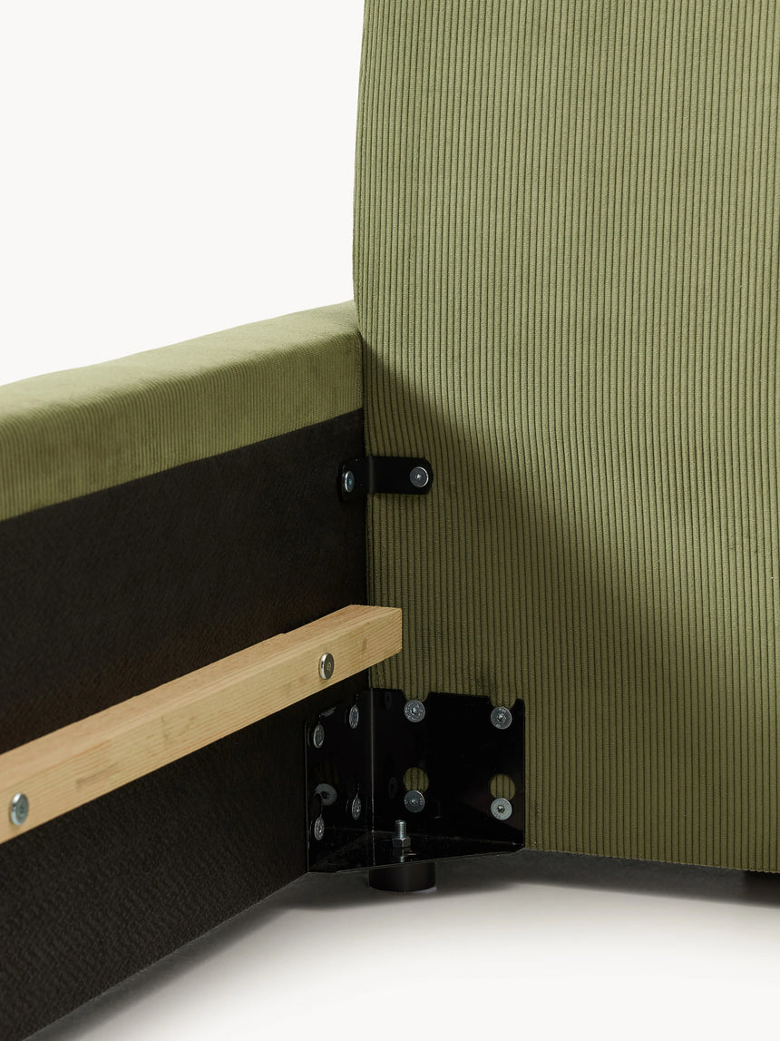 Mira Çift Kişilik Karyola Zeytin Yeşili Fitilli