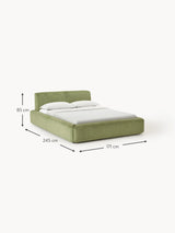 Mira Çift Kişilik Karyola Zeytin Yeşili Fitilli