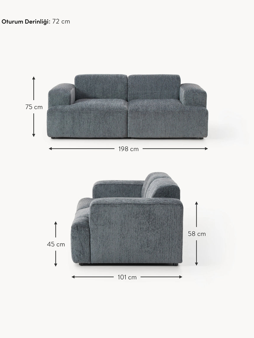 Mira İkili Koltuk Gri Mavi Şönil