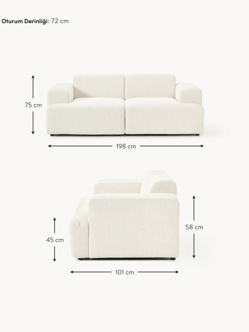 Mira İkili Koltuk Kırık Beyaz Şönil