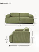 Mira İkili Koltuk Zeytin Yeşili Fitilli