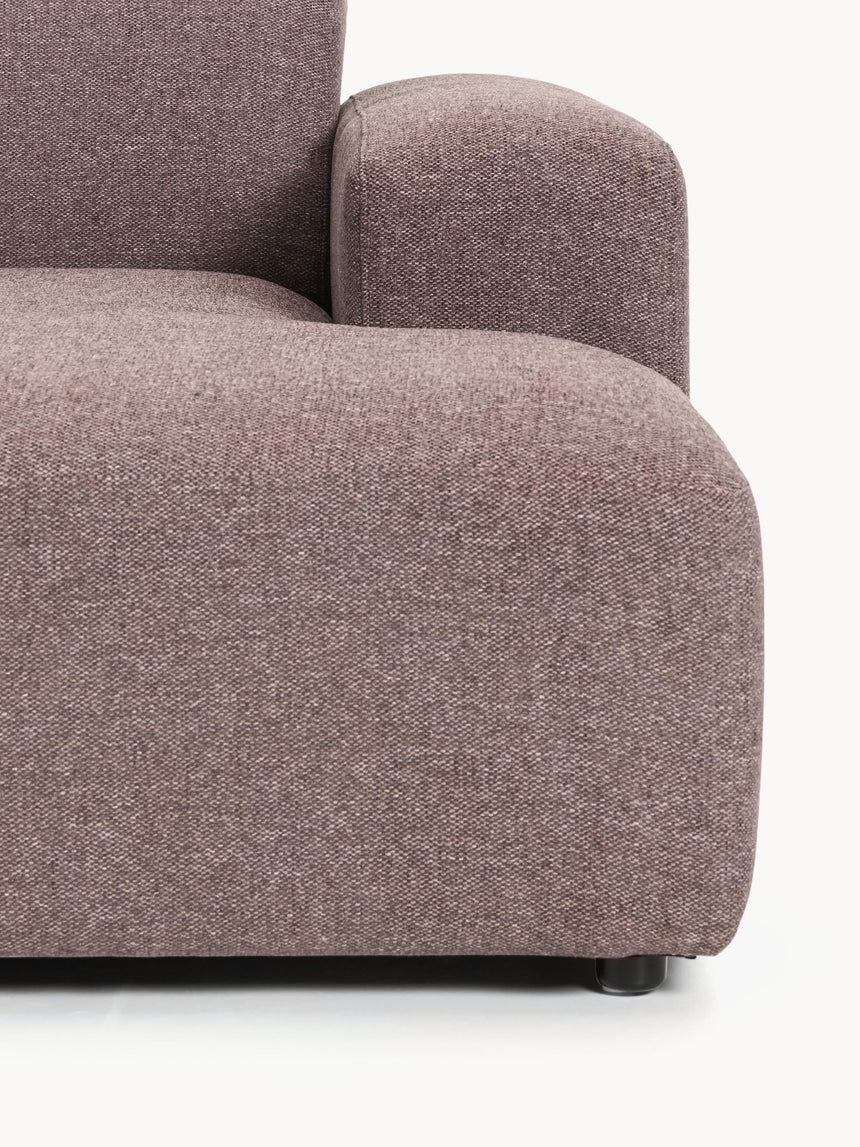 Mira Köşe Koltuk Antik Pembe, modern köşe koltuk detayları, yumuşak kumaş, konforlu oturma alanı.