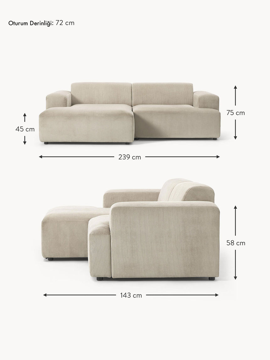 Mira Köşe Koltuk Bej Fitilli