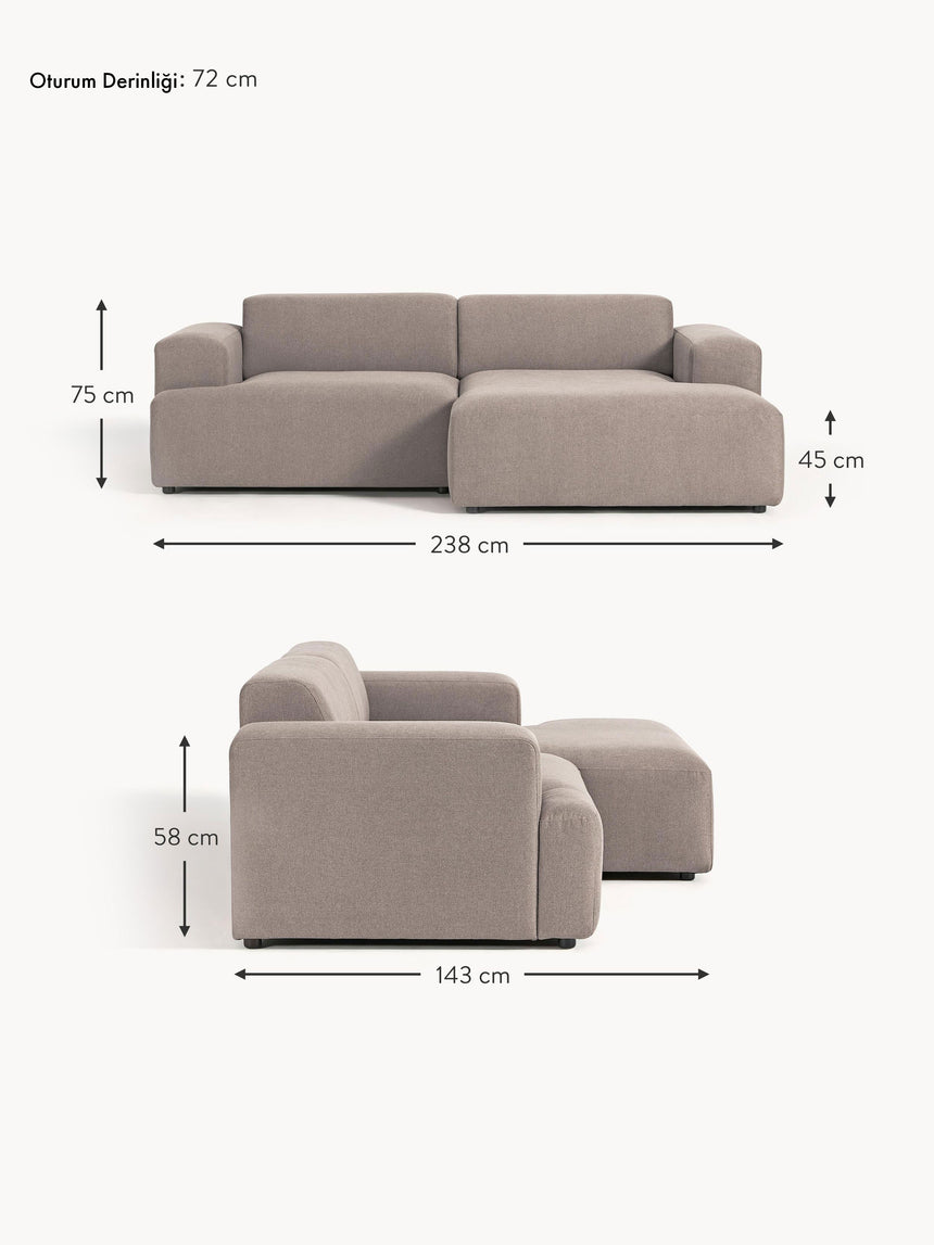 Mira Köşe Koltuk Boz Kahverengi