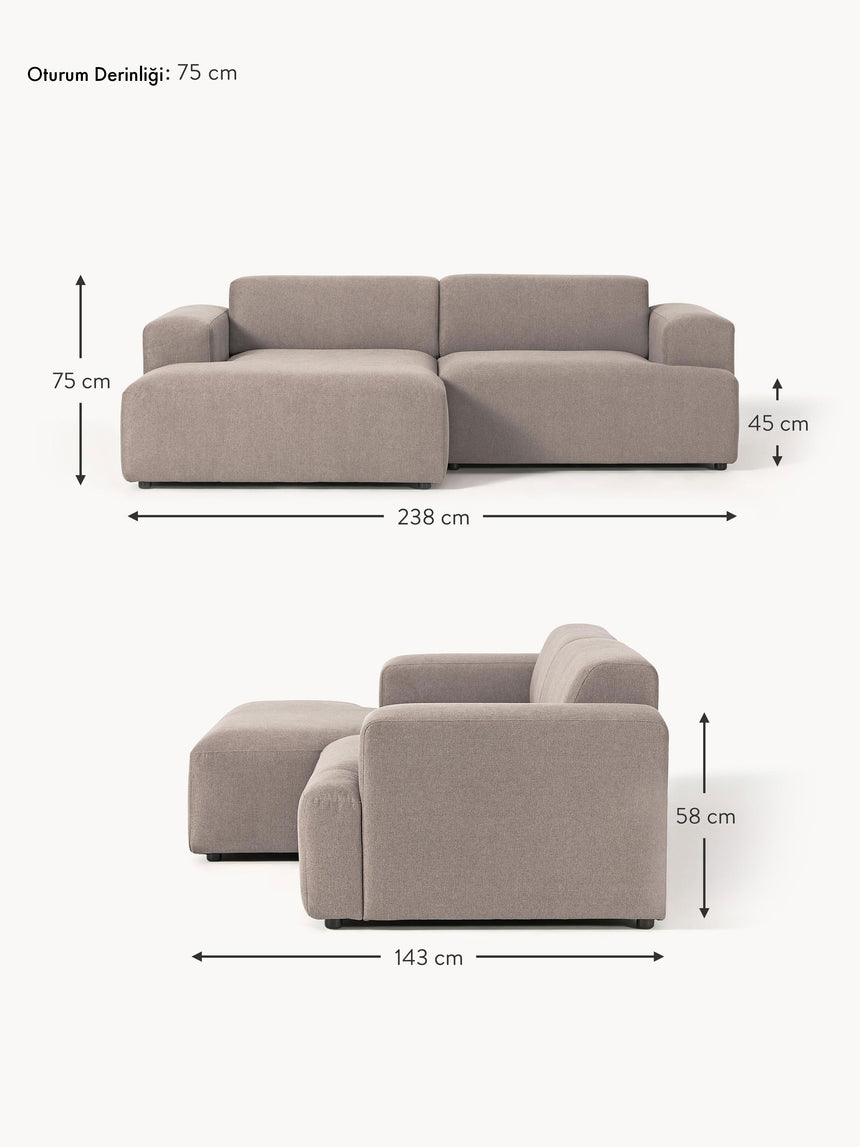 Mira Köşe Koltuk Boz Kahverengi