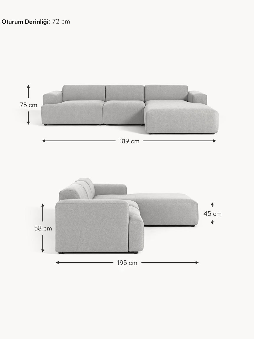 Mira Large Köşe Koltuk Açık Gri