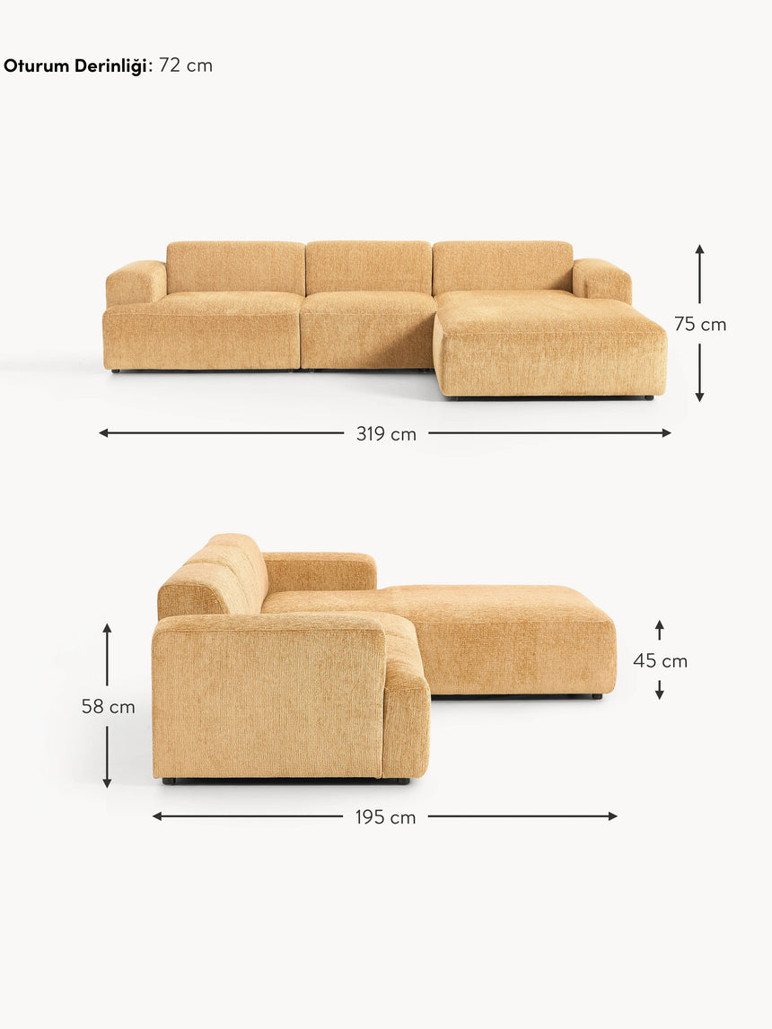 Mira Large Köşe Koltuk Hardal Sarısı Şönil