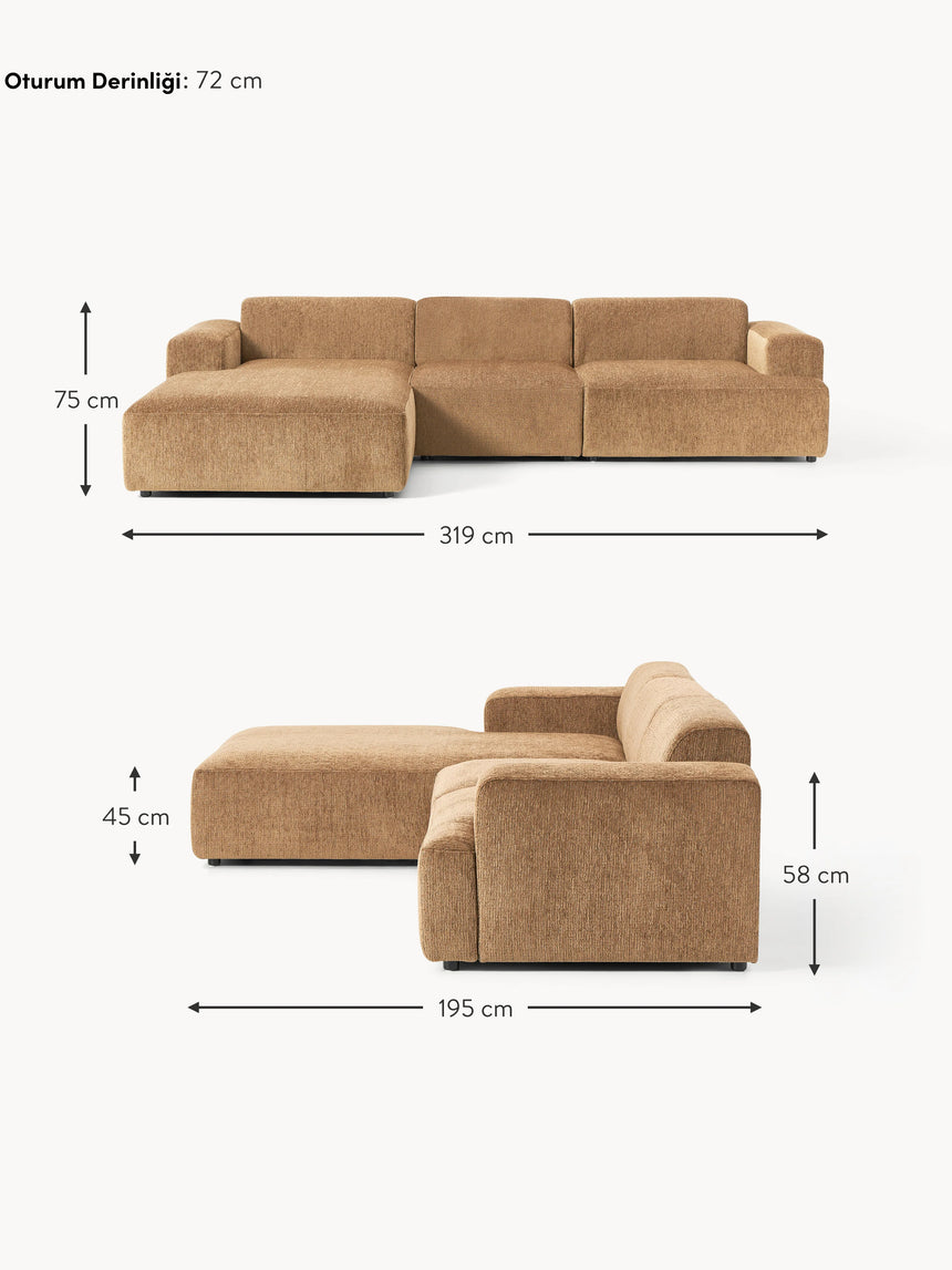 Mira Large Köşe Koltuk Kahve Şönil