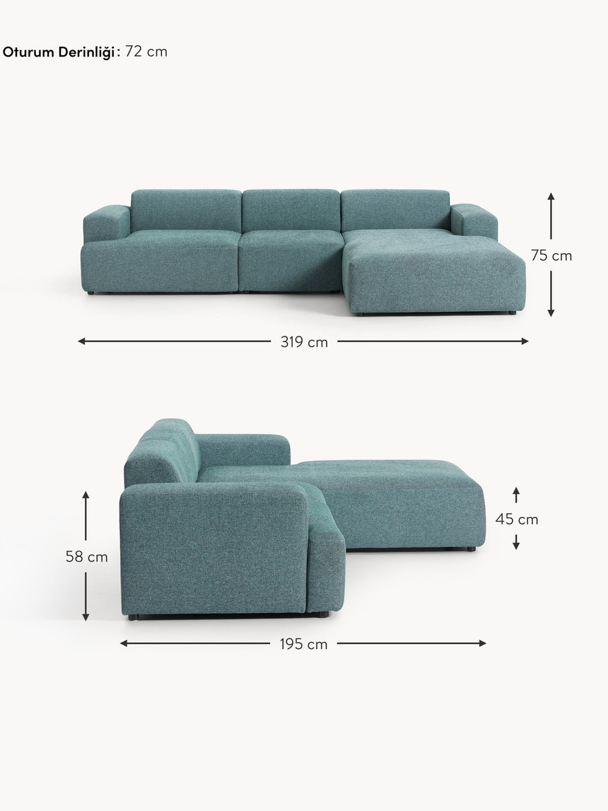 Mira Large Köşe Koltuk Turkuaz