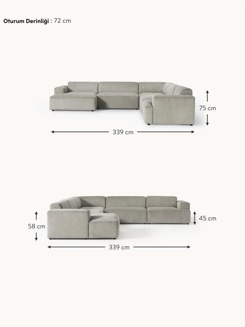 Mira Max Köşe Koltuk Gri Fitilli