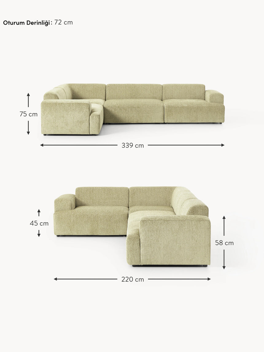 Mira Plus Köşe Koltuk Açık Yeşil Şönil