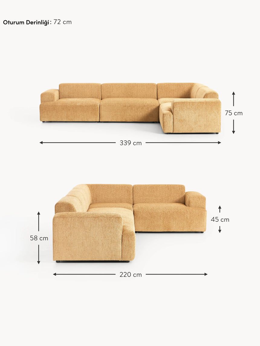 Mira Plus Köşe Koltuk Hardal Sarısı Şönil