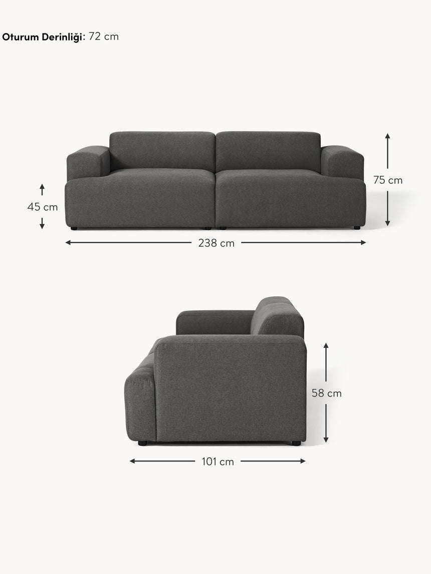 Mira Üçlü Koltuk Antrasit