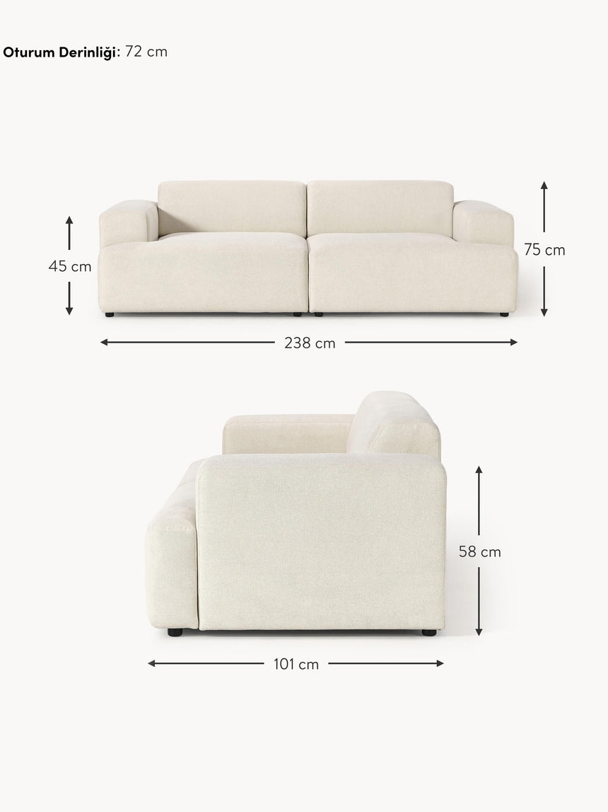 Mira Üçlü Koltuk Kırık Beyaz