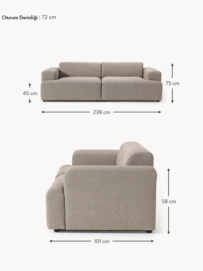 Mira Üçlü Koltuk Vizon