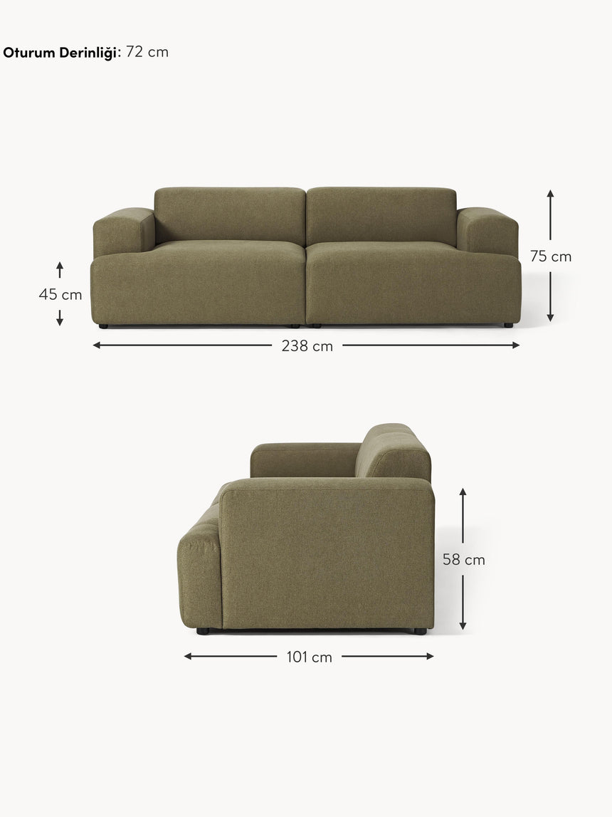 Mira Üçlü Koltuk Zeytin Yeşili
