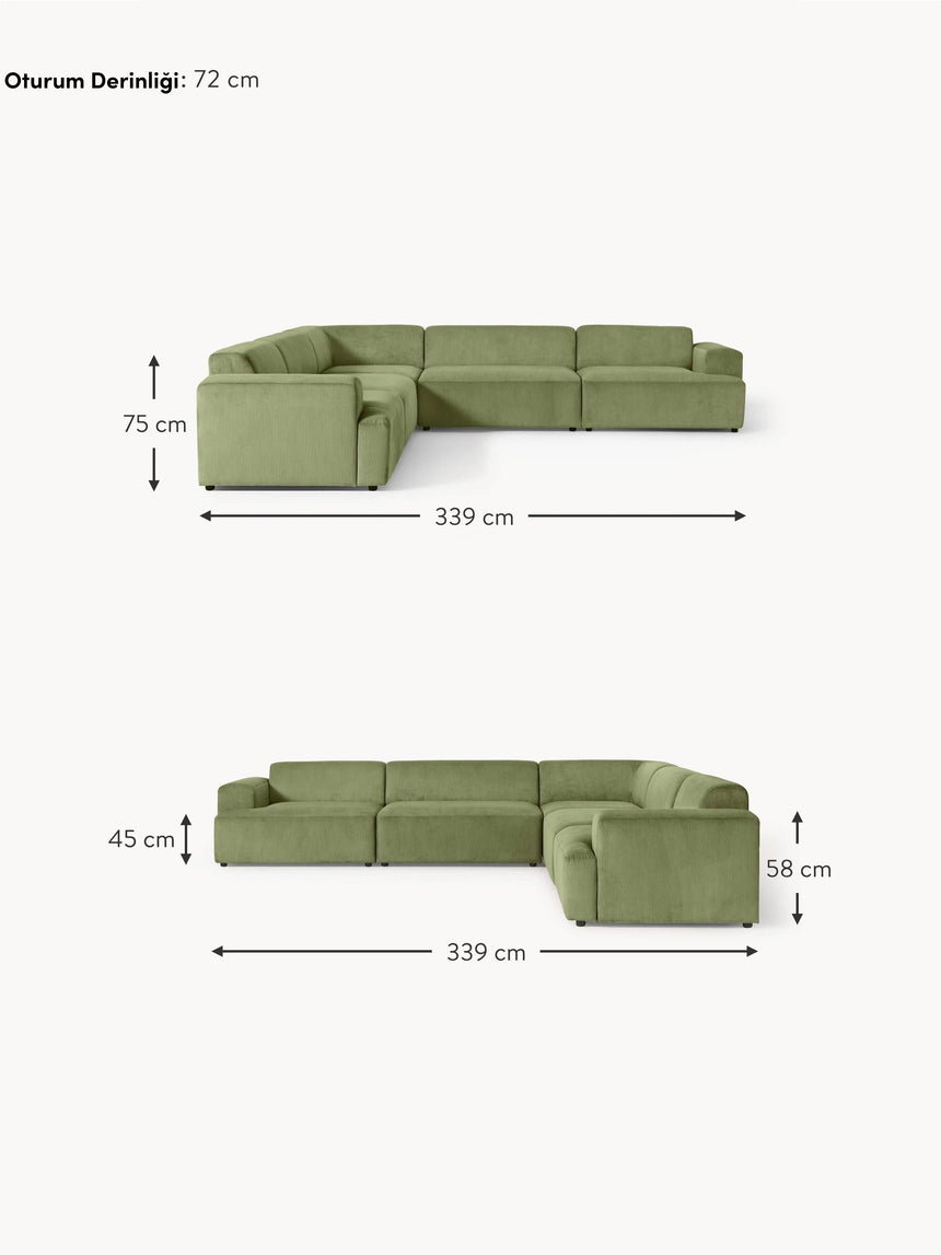 Mira Ultra Köşe Koltuk Zeytin Yeşili Fitilli