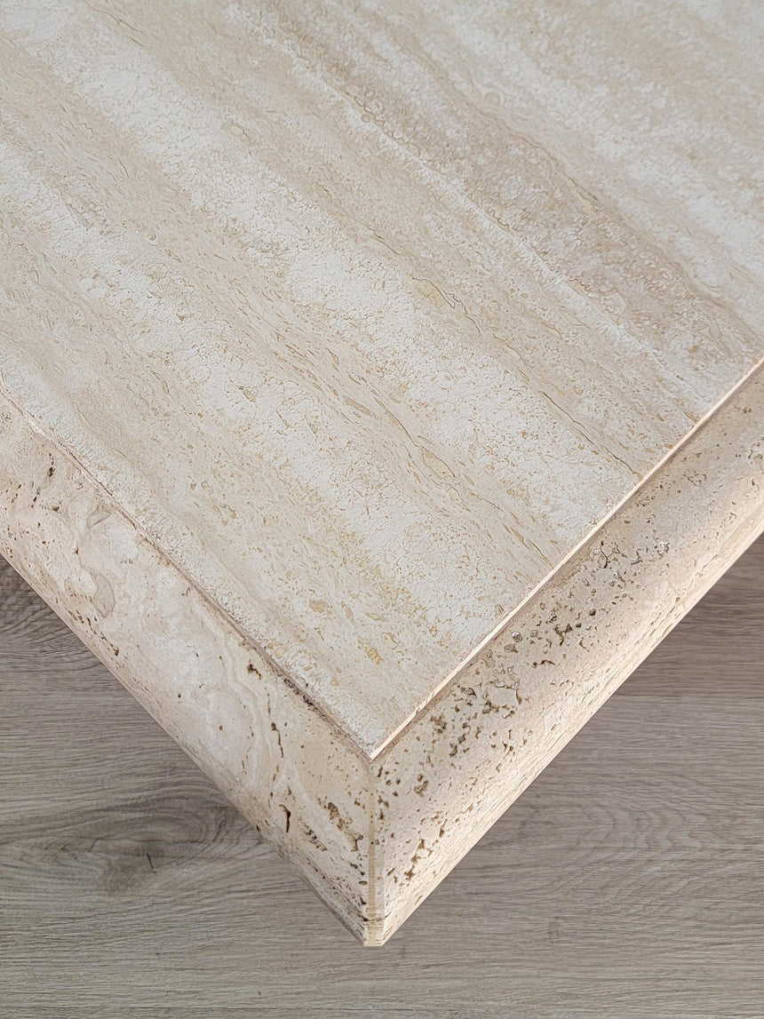 Mirza Vintage Traverten Mermer Kare Orta Sehpa