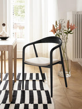 Moble Krem Minderli Ahşap Sandalye Siyah