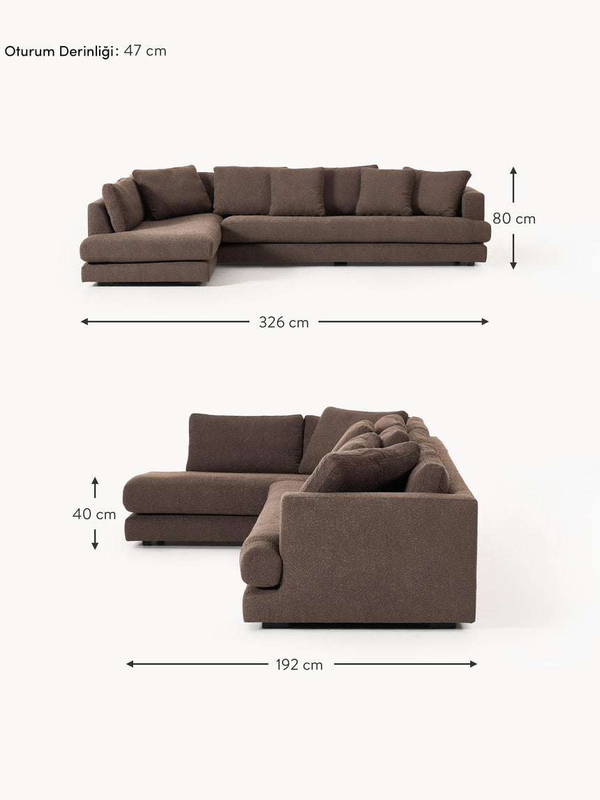 Model Plus Köşe Koltuk Koyu Kahve Bukle