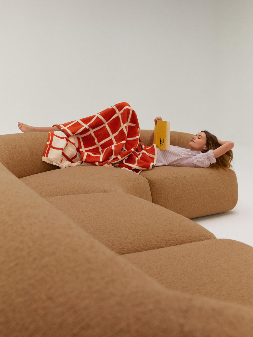 Modern Big Köşe Koltuk Açık Kahve Bukle