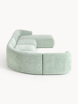 Modern Big Köşe Koltuk Adaçayı Yeşili Dokuma Kadife