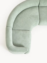 Modern Big Köşe Koltuk Adaçayı Yeşili Dokuma Kadife