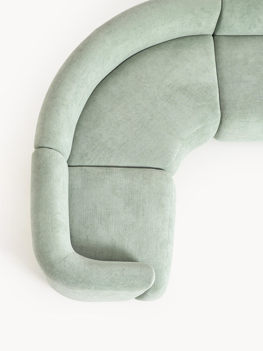 Modern Big Köşe Koltuk Adaçayı Yeşili Dokuma Kadife