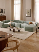 Modern Big Köşe Koltuk Adaçayı Yeşili Dokuma Kadife