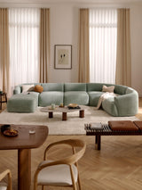 Modern Big Köşe Koltuk Adaçayı Yeşili Dokuma Kadife