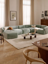 Modern Big Köşe Koltuk Adaçayı Yeşili Dokuma Kadife