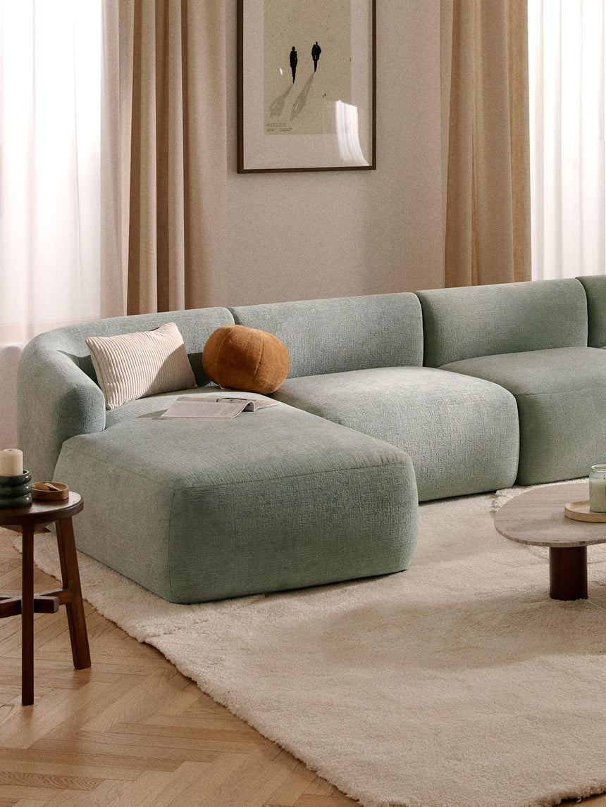 Modern Big Köşe Koltuk Adaçayı Yeşili Dokuma Kadife