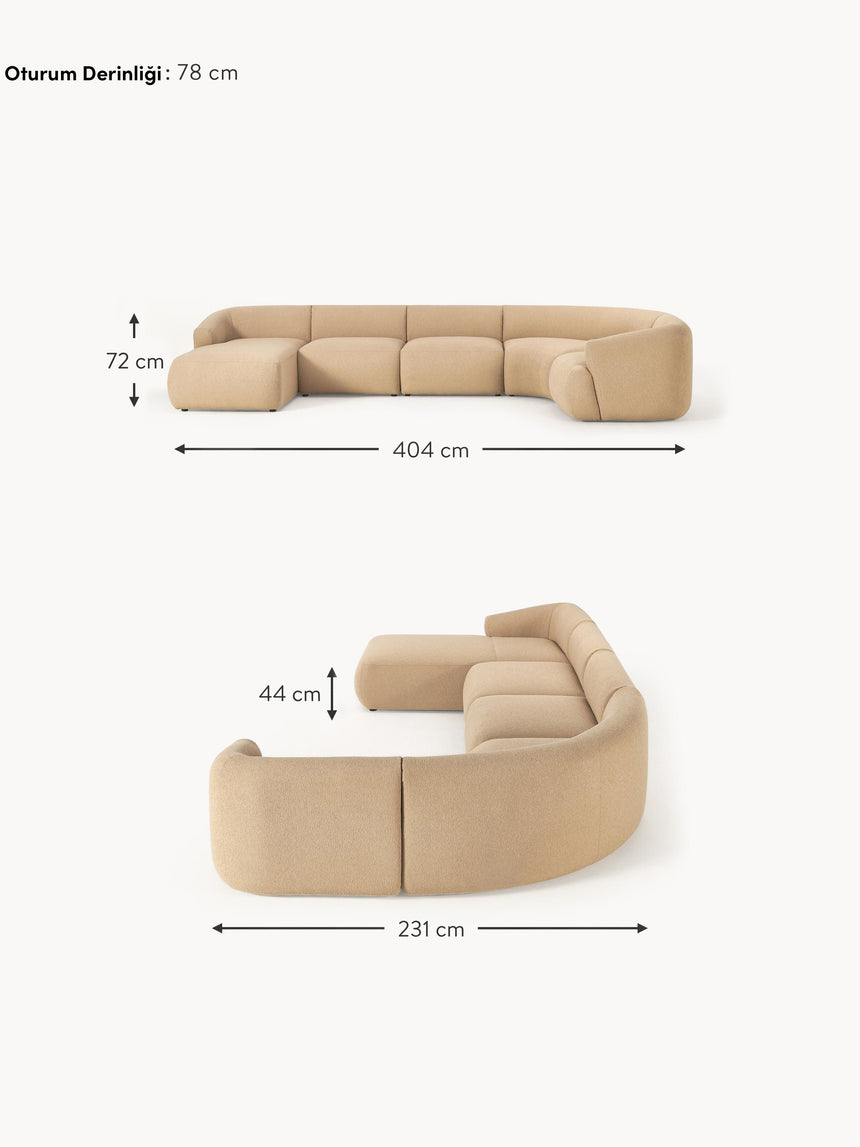 Modern Big Köşe Koltuk Bej Bukle