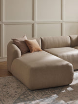 Modern Big Köşe Koltuk Bej Dokuma Kumaş