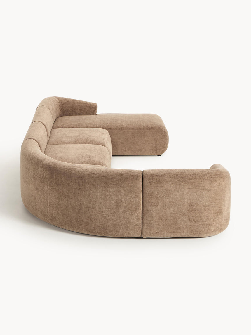 Modern Big Köşe Koltuk Kahve Dokuma Kadife