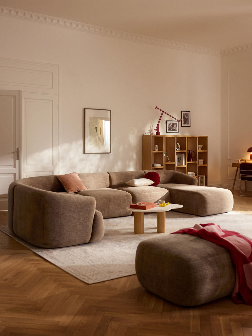 Modern Big Köşe Koltuk Kahve Dokuma Kadife