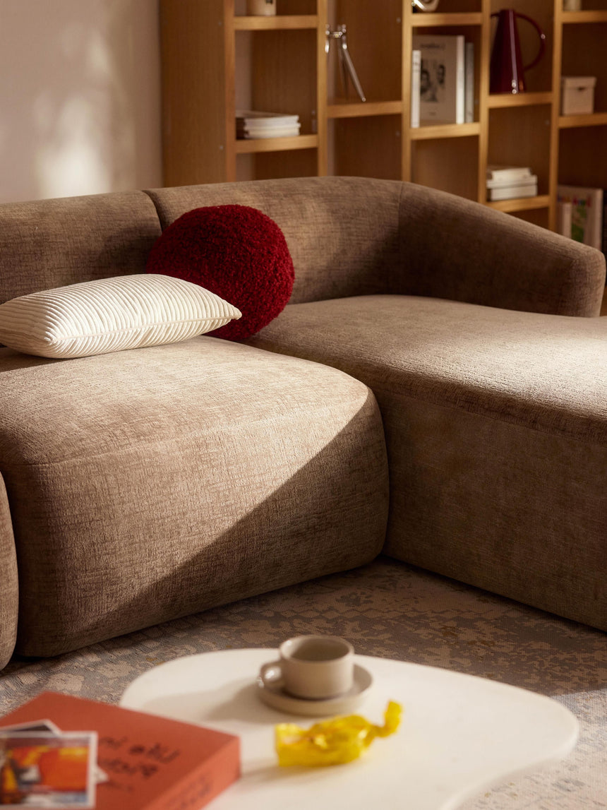 Modern Big Köşe Koltuk Kahve Dokuma Kadife