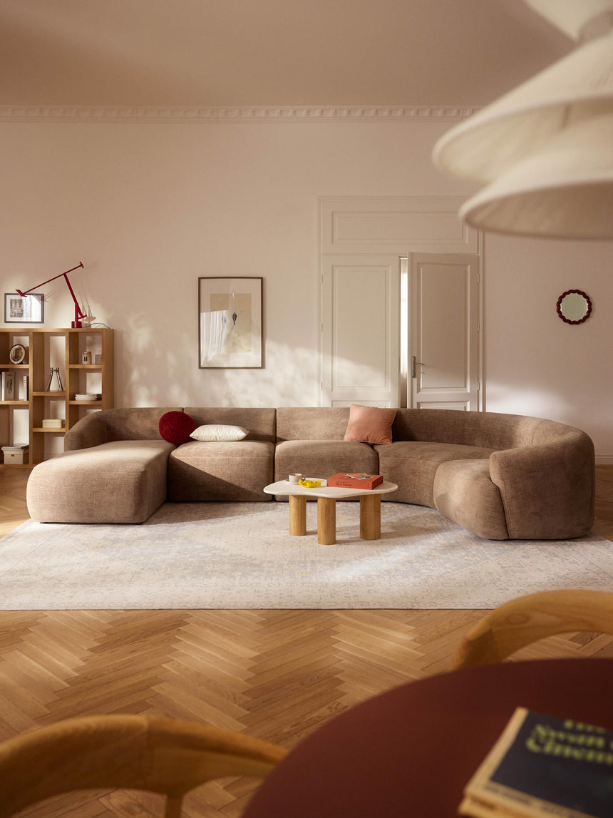 Modern Big Köşe Koltuk Kahve Dokuma Kadife