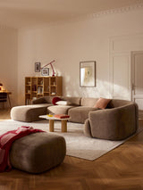 Modern Big Köşe Koltuk Kahve Dokuma Kadife