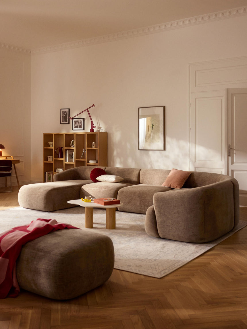 Modern Big Köşe Koltuk Kahve Dokuma Kadife