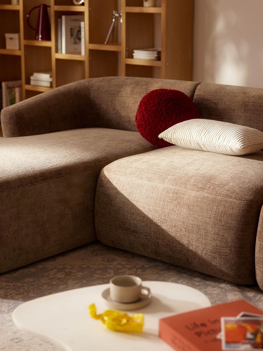 Modern Big Köşe Koltuk Kahve Dokuma Kadife