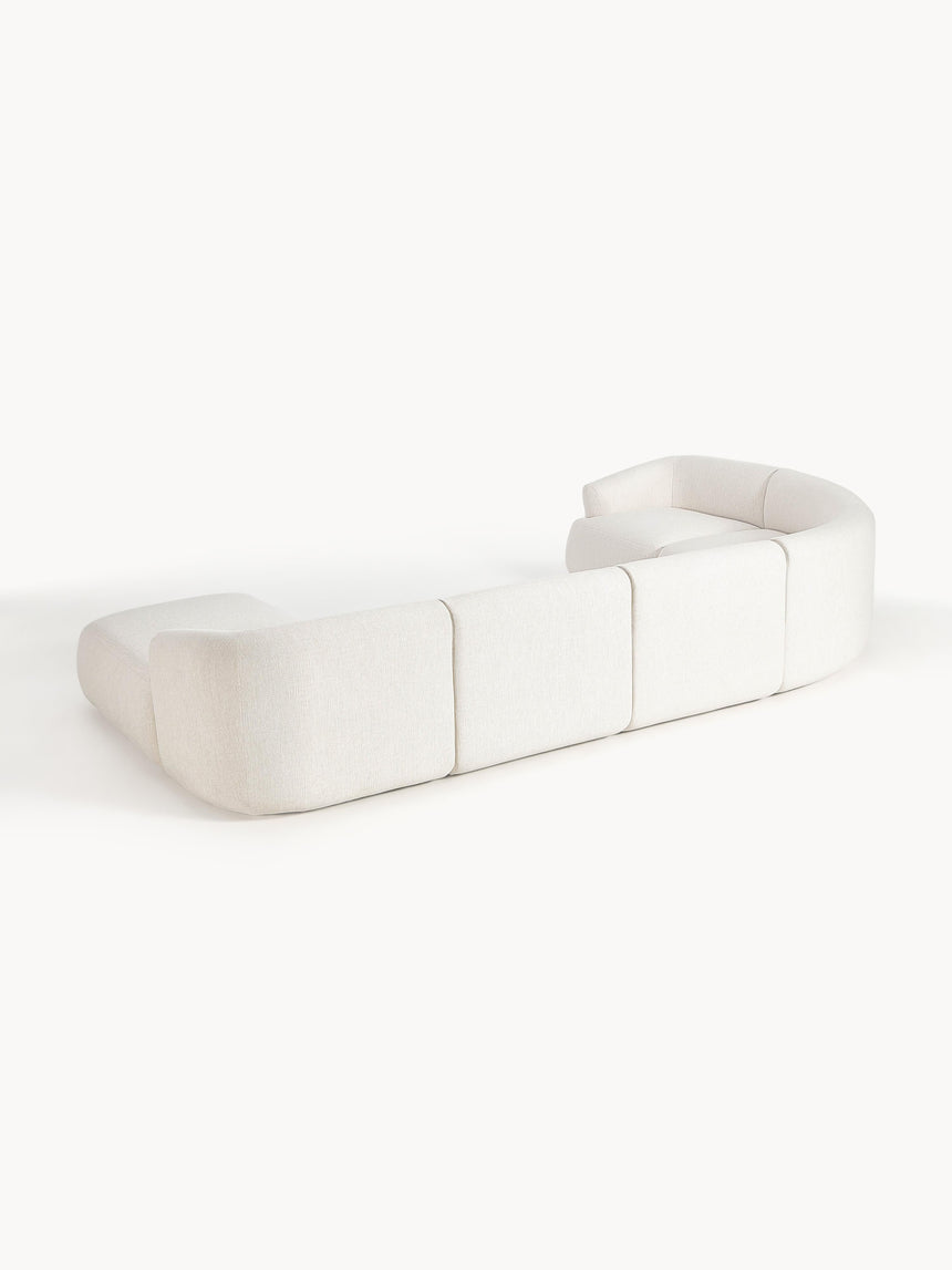 Modern Big Köşe Koltuk Kırık Beyaz Dokuma Kumaş